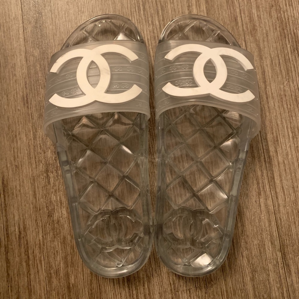 Chanel Clear Pool Slides